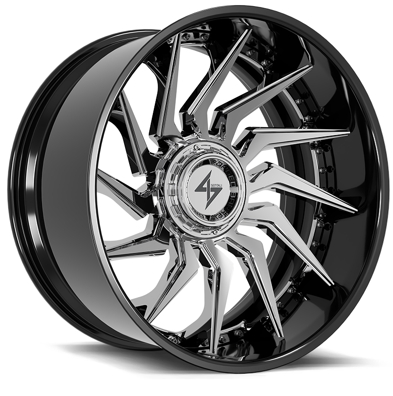 Sentali BFX4 Gloss Black Lip / Chrome Centre 24x12 -44 5x127|5x139.7mm 78.1mm - Wheelwiz