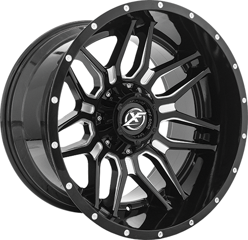 XF Off-Road XF-222 Gloss Black Milled 20x12 -44 8x165.1|8x170mm 125.2mm - Wheelwiz