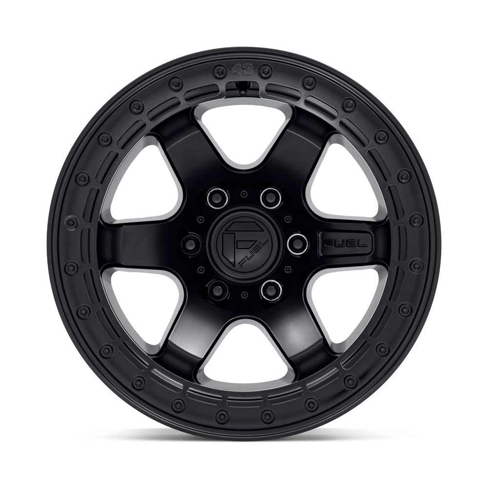 Fuel Offroad D122 BLOCK BEADLOCK MATTE BLACK WITH MATTE BLACK RING 17x9 -15 5x127mm 71.5mm - Wheelwiz