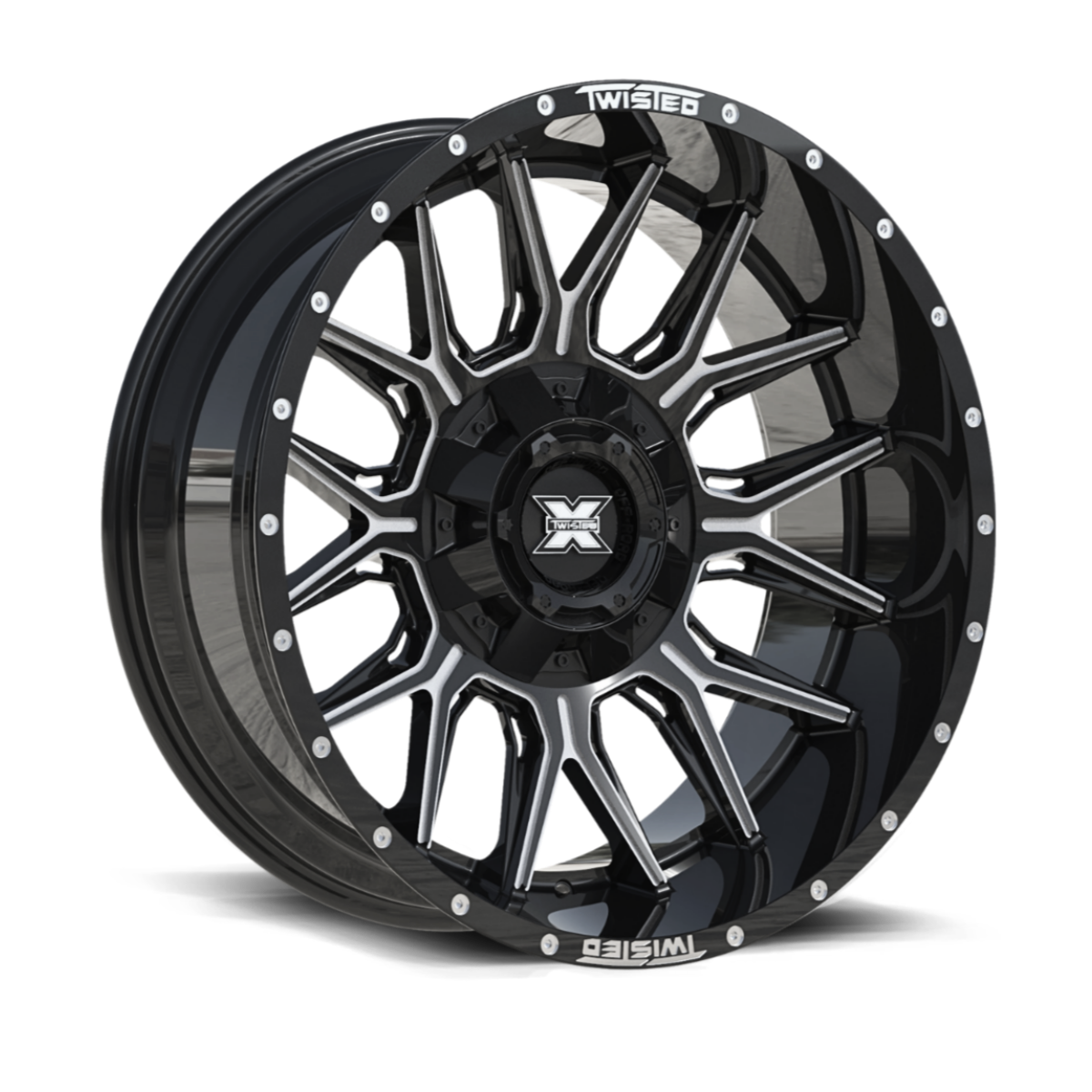 Twisted Off-road TW1 Gloss Black Milled 20x10 -18 8x165.1mm 0mm - Wheelwiz