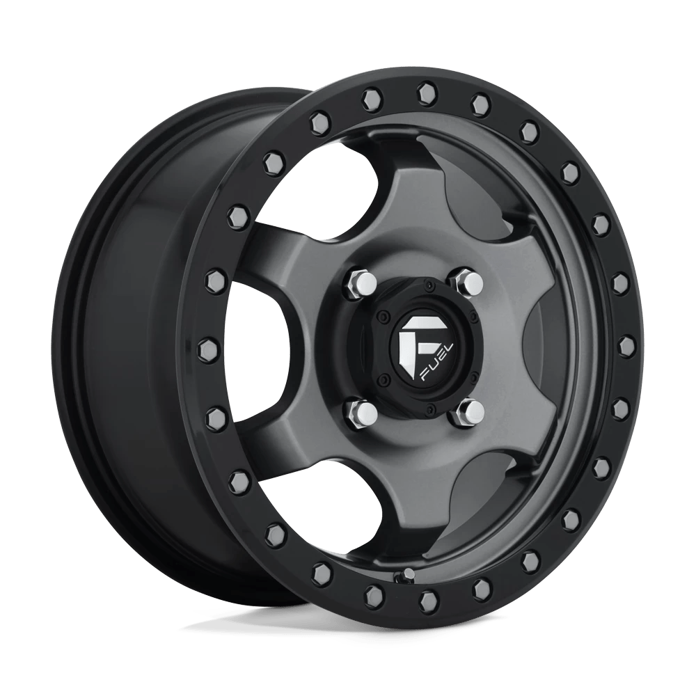 Fuel Offroad D640 GATLING MATTE GUN METAL BLACK BEAD RING 15x7 +55 4x137mm 110.1mm - Wheelwiz