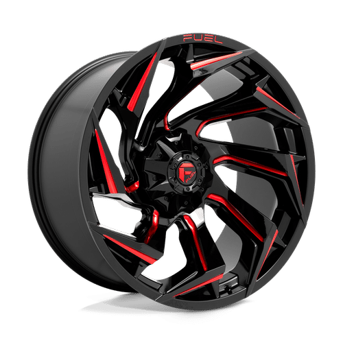 Fuel Offroad D755 GLOSS BLACK MILLED WITH RED TINT 24x12 -44 8x165.1mm 125.1mm - Wheelwiz