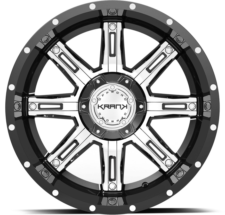 Krank Shaft Chrome w/ Gloss Black Barrel 20x9 -12 6x135|6x139.7mm 108mm - Wheelwiz