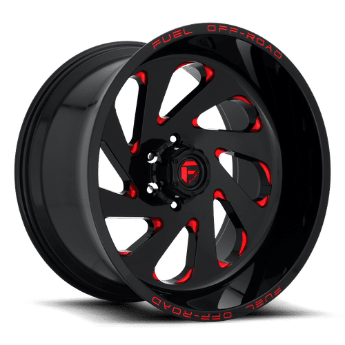 Fuel Offroad D638 VORTEX GLOSS BLACK RED TINTED CLEAR 20x12 -44 8x165.1mm 125.1mm - Wheelwiz