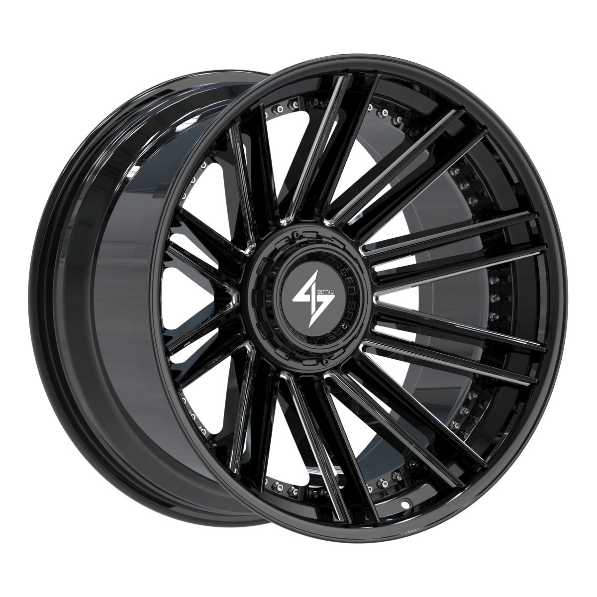 Sentali BFX3 Gloss Black Lip / Gloss Black Milled Centre 26x14 -76 8x165.1|8x180mm 125.2mm - Wheelwiz