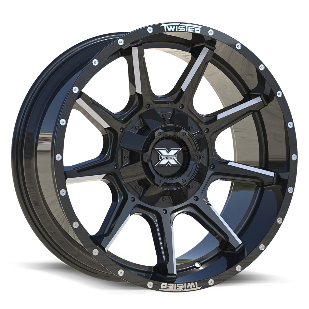 Twisted Off-road TW2 Gloss Black Milled 20x10 -18 8x165.1|8x180mm 0mm - Wheelwiz
