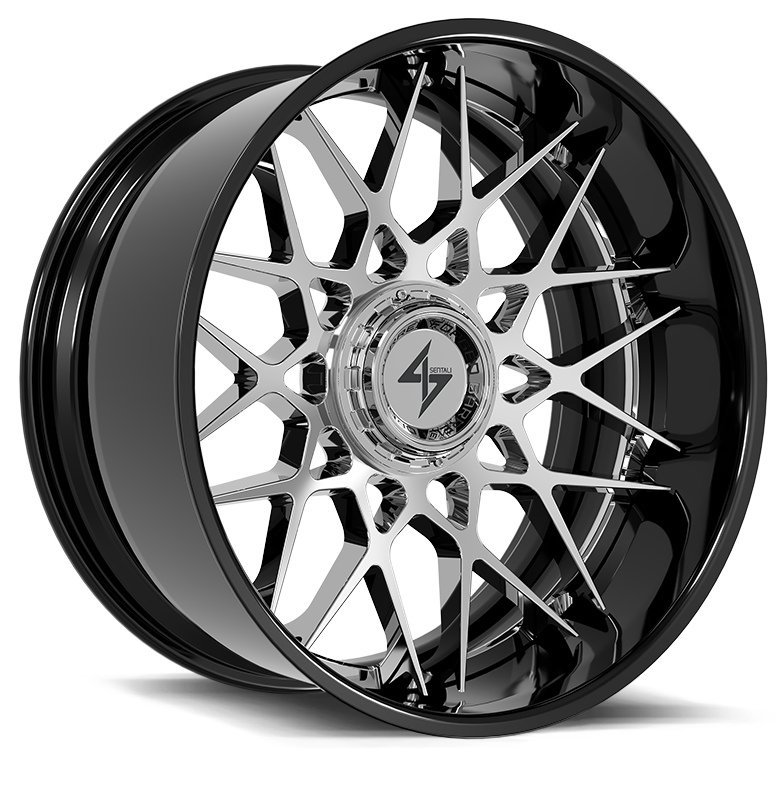 Sentali BFX5 Gloss Black Lip / Chrome Centre 24x14 -76 8x165.1|8x180mm 125.2mm - Wheelwiz