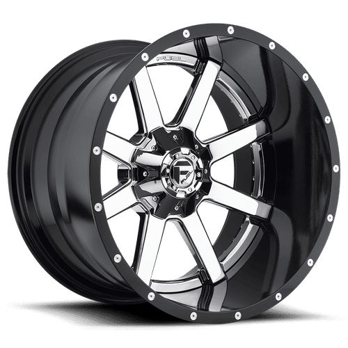 Fuel Offroad D260 MAVERICK CHROME PLATED GLOSS BLACK LIP 24x16 -100 8x170mm 125.1mm - Wheelwiz