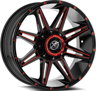 XF Off-Road XF-220 Gloss Black Milled Red 22x10 -24 5x139.7|5x150mm 110.3mm