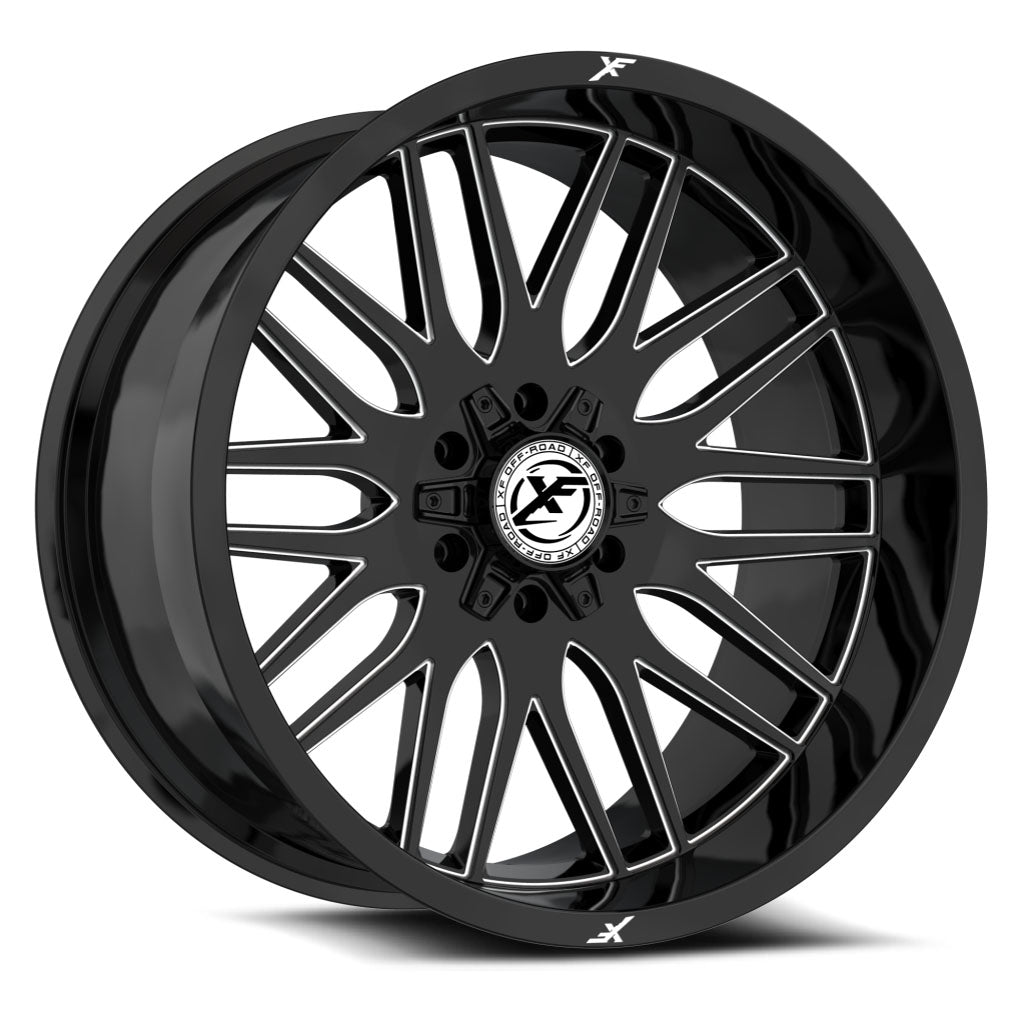 XF Off-Road XF-240 Gloss Black Milled 24x14 -76 6x135|6x139.7mm 106.4mm - Wheelwiz