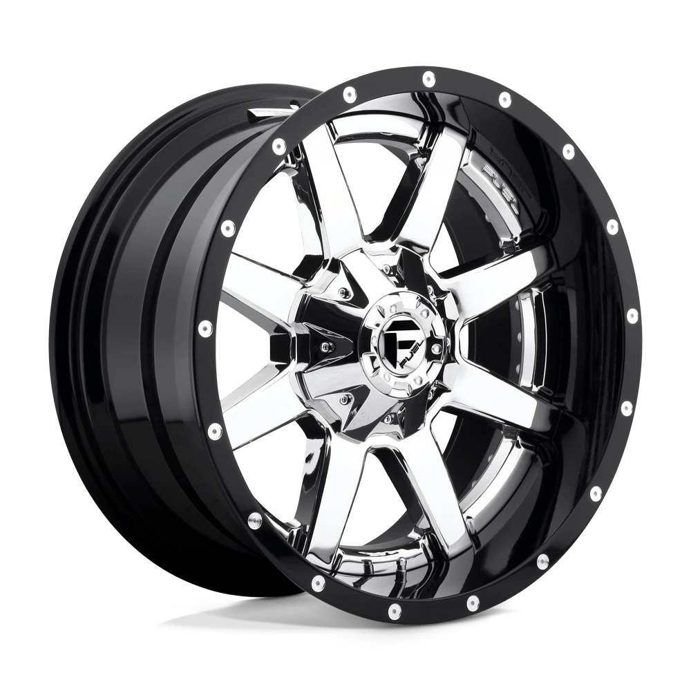 Fuel Offroad D260 MAVERICK CHROME PLATED GLOSS BLACK LIP 22x12 -44 6x135|6x139.7mm 106.1mm - Wheelwiz