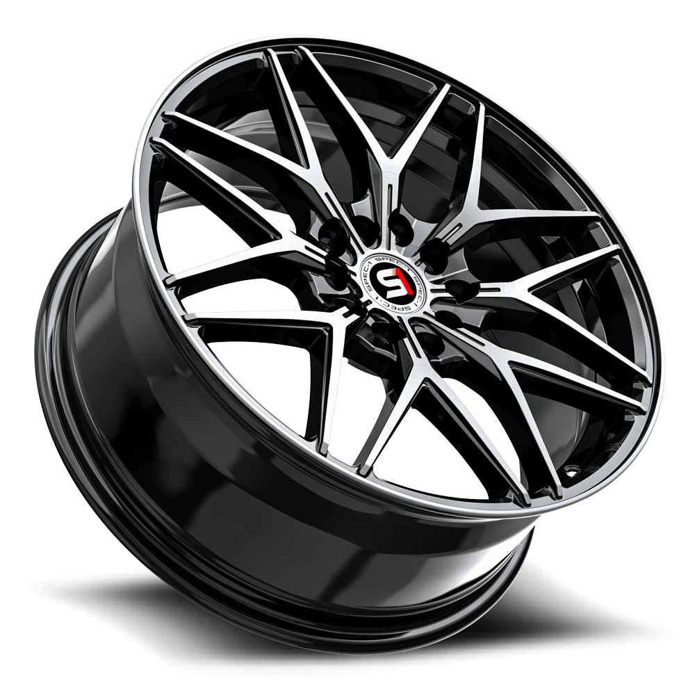 Spec-1 SP-60 Gloss Black &amp; Machined 17x7.5 +42 5x114.3|5x105mm 73.1mm - Wheelwiz
