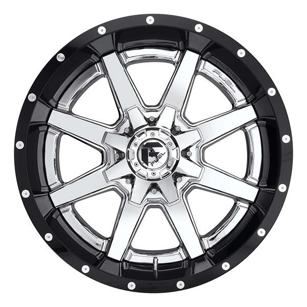 Fuel Offroad D260 MAVERICK CHROME PLATED GLOSS BLACK LIP 20x12 -44 5x139.7|5x150mm 110.1mm - Wheelwiz