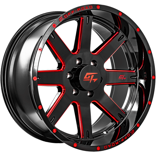 GT Off-Road INVASION Gloss Black Milled Red 20x10 -18 6x135mm 87.1mm - Wheelwiz