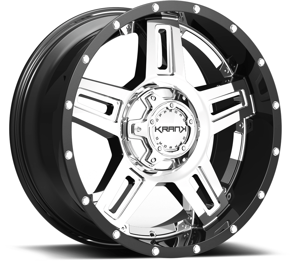 Krank Hammer Chrome w/ Gloss Black Barrel 20x10 -24 8x165.1mm 130mm - Wheelwiz