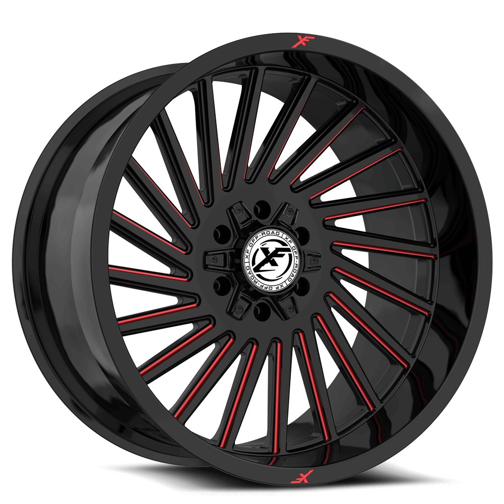 XF Off-Road XF-239 Gloss Black Milled Red 20x10 -12 6x135|6x139.7mm 106.4mm - Wheelwiz