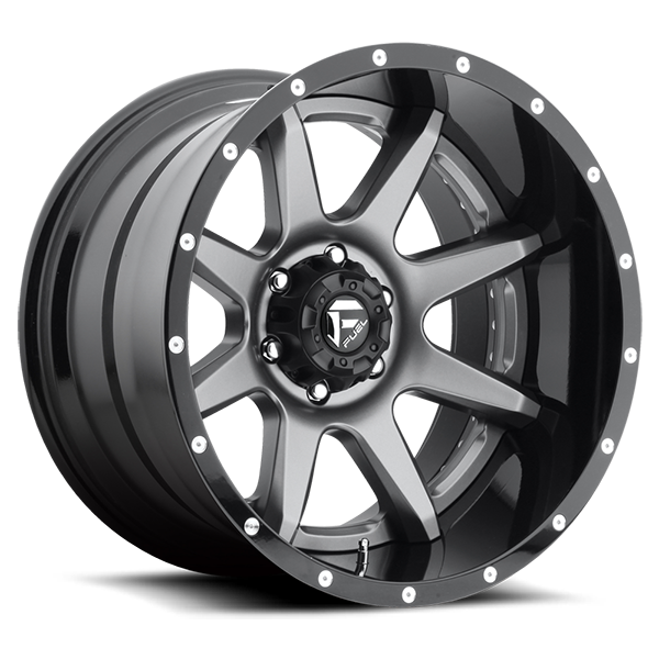 Fuel Offroad D238 RAMPAGE MATTE GUN METAL BLACK LIP 22x14 -70 5x127mm 78.1mm - Wheelwiz