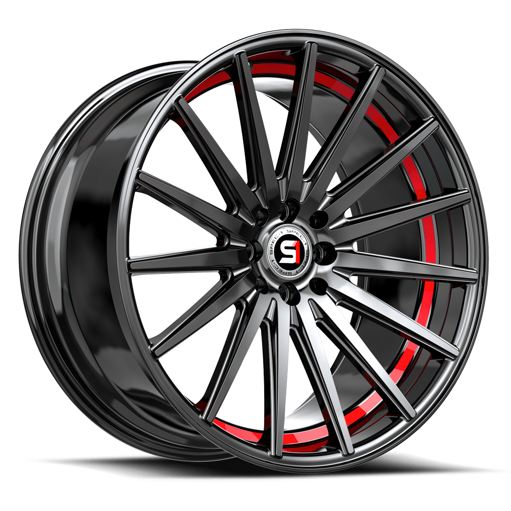 Spec-1 SP-69 Gloss Black / Red Under Cut 17x7.5 +42 5x114.3|5x105mm 73.1mm - Wheelwiz