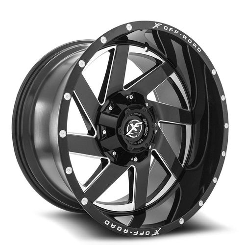 XF Off-Road XF-205 Gloss Black Milled 22x12 -44 8x165.1|8x180mm 125.2mm - Wheelwiz