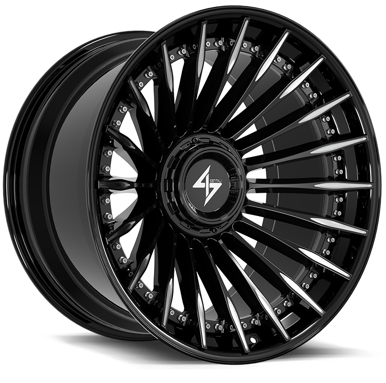 Sentali BFX1 Gloss Black Lip / Gloss Black Milled Centre 26x14 -76 6x135|6x139.7mm 106.1mm - Wheelwiz