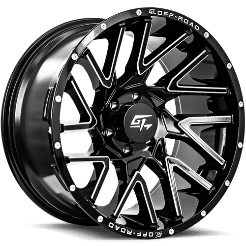 GT Off-Road AGGRESSION Gloss Black Milled 22x10 -18 6x135mm 87.1mm - Wheelwiz