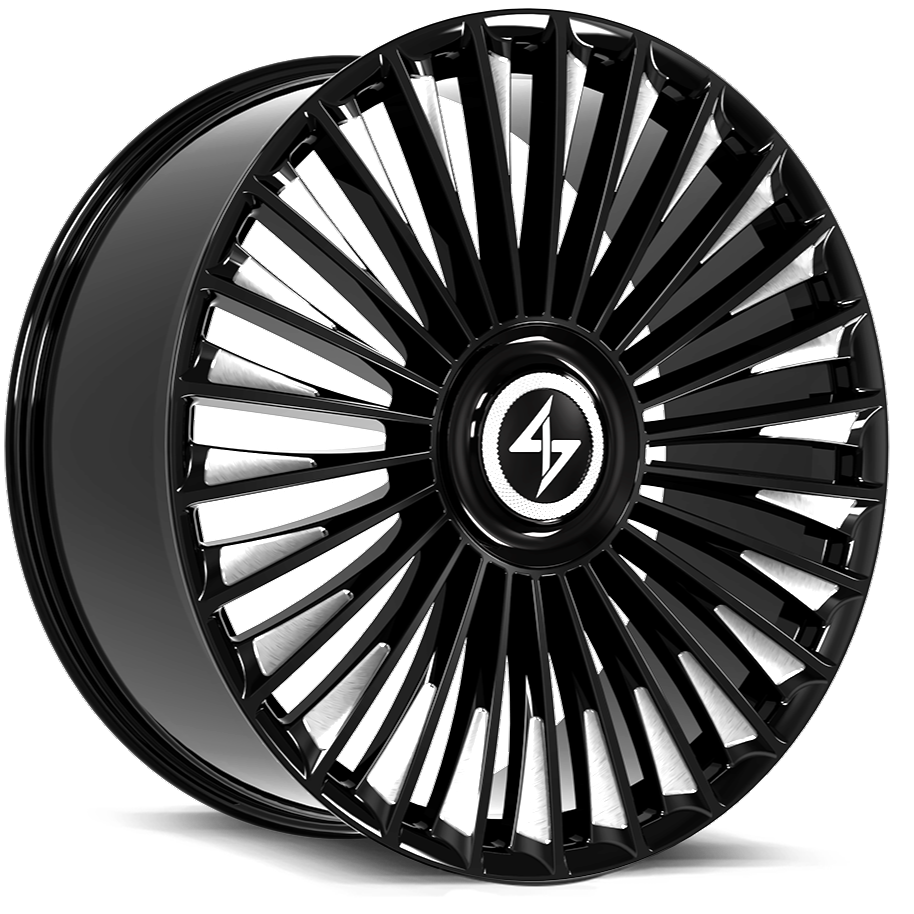 Sentali TURBINE Gloss Black Milled Tips 22x9 +30 5x127|5x114.3mm 73.1mm - Wheelwiz
