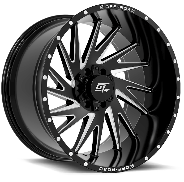 GT Off-Road TOMAHAWK Gloss Black Milled 20x10 -18 8x165.1|8x180mm 125.2mm - Wheelwiz