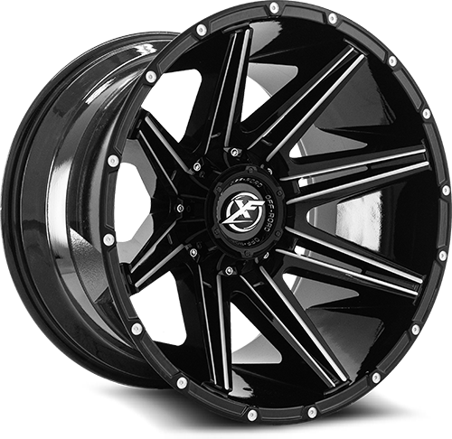 XF Off-Road XF-220 Gloss Black Milled 22x10 -18 6x135|6x139.7mm 106.4mm - Wheelwiz