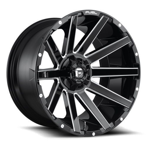 Fuel Offroad D615 CONTRA Gloss Black Milled 24x14 -75 5x127|5x139.7mm 87.1mm - Wheelwiz