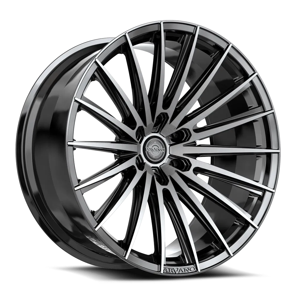 Arvano ART-2 Gloss Black & Brushed Double Dark Tint 20x10 -18 6x139.7mm 106.1mm - Wheelwiz