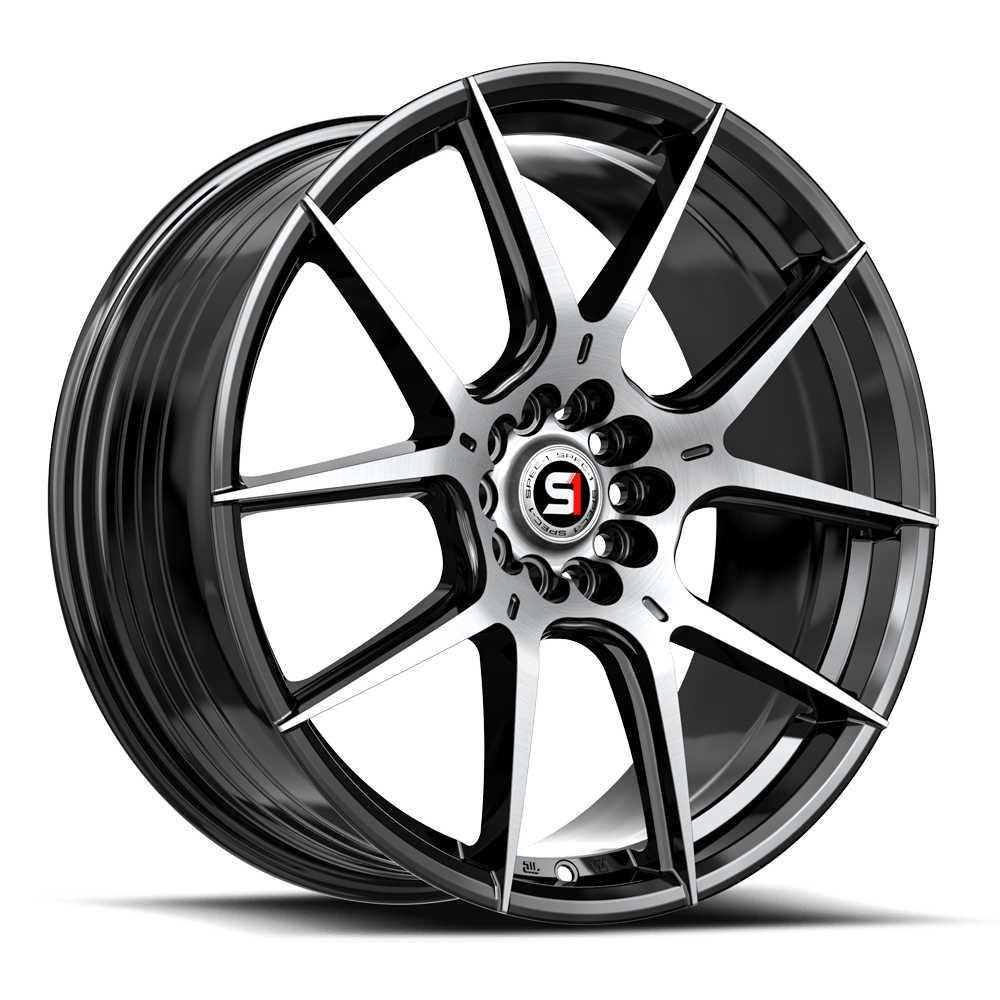 Spec-1 SP-71 Gloss Black Machined 18x8 +38 5x114.3|5x100mm 73.1mm - Wheelwiz