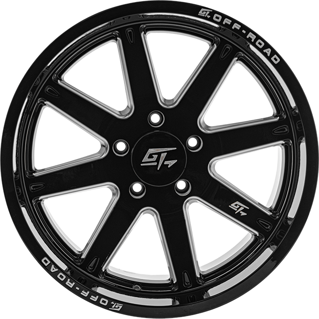 GT Off-Road INVASION Gloss Black Milled 22x12 -44 6x135mm 87.1mm - Wheelwiz