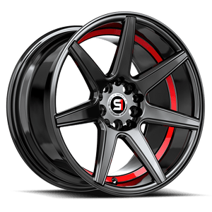 Spec-1 SP-73 Gloss Black & Red Undercut 18x8 +38 5x114.3|5x110mm 73.1mm - Wheelwiz
