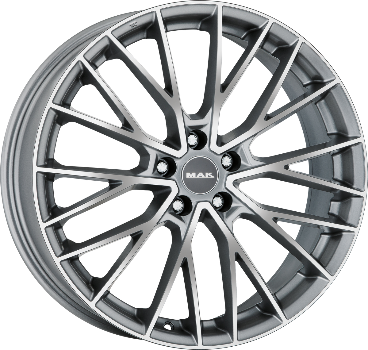 MAK SPECIALE Graphite w/ Mirrored Face 19x8.5 +25 5x112mm 66.45mm - Wheelwiz