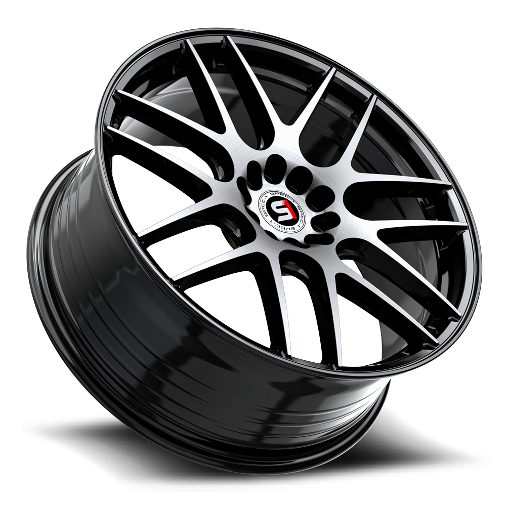 Spec-1 SP-65 Gloss Black &amp; Machined 17x8 +42 5x114.3|5x100mm 73.1mm - Wheelwiz