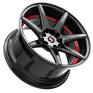 Spec-1 SP-73 Gloss Black & Red Undercut 18x8 +38 5x114.3|5x110mm 73.1mm - Wheelwiz