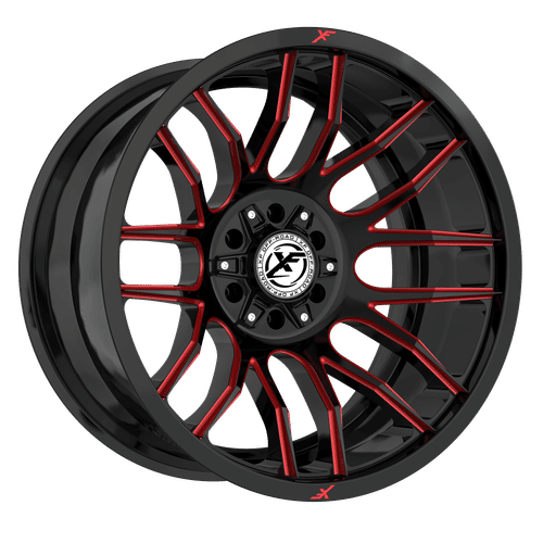 XF Off-Road XF-232 Gloss Black Milled Red 20x10 -12 6x135|6x139.7mm 106.4mm - Wheelwiz
