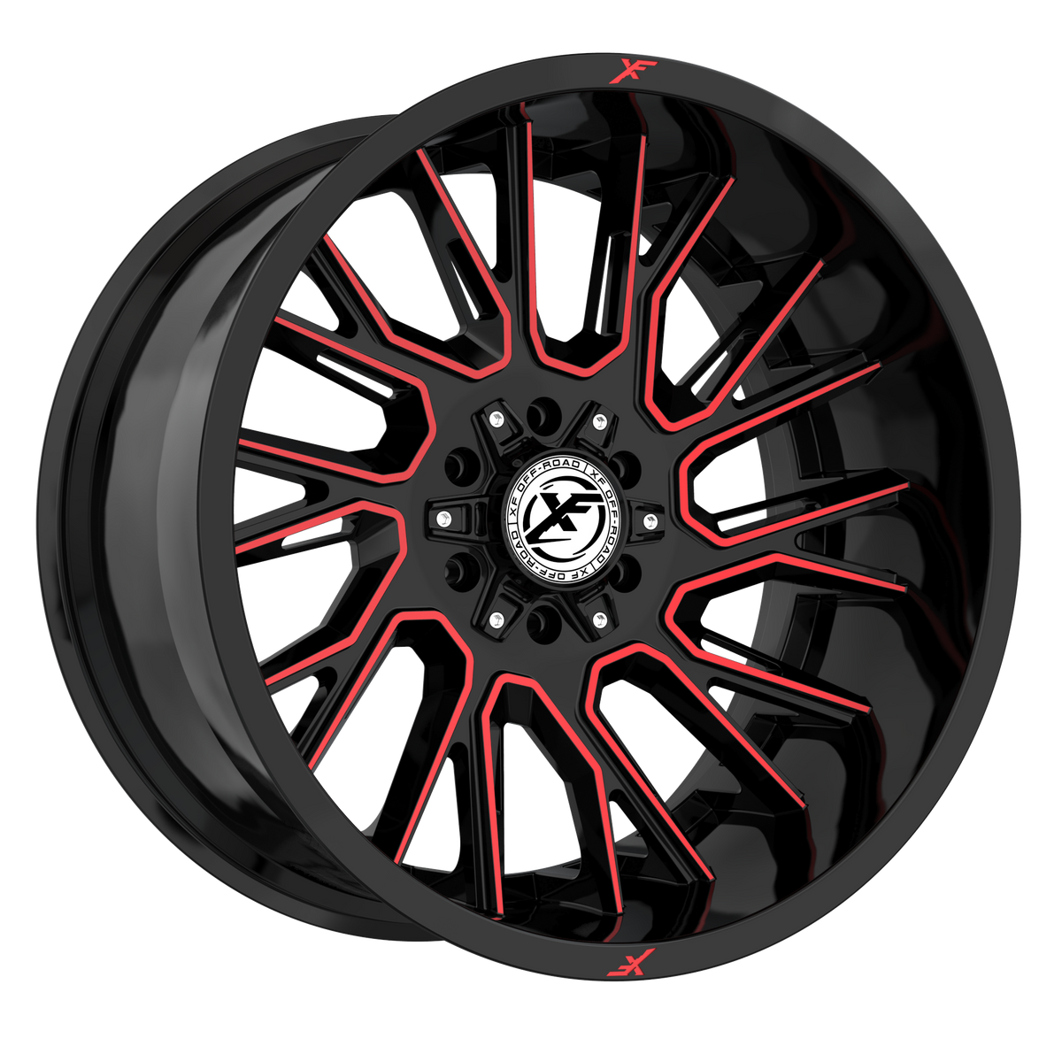 XF Off-Road XF-230 Gloss Black Machined Red 22x10 -24 6x135|6x139.7mm 106.4mm - Wheelwiz