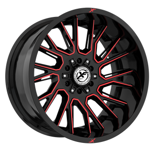 XF Off-Road XF-230 Gloss Black Machined Red 22x10 -24 6x135|6x139.7mm 106.4mm