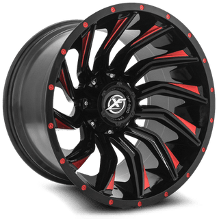 XF Off-Road XF-224 Gloss Black Milled Red 20x10 -12 8x165.1|8x170mm 125.2mm