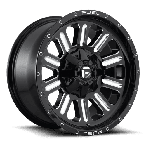 Fuel Offroad D620 HARDLINE GLOSS BLACK MILLED 22x10 -18 8x180mm 124.2mm - Wheelwiz