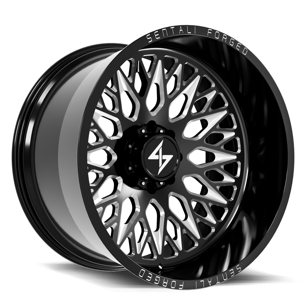 Sentali SF-6 Gloss Black Milled 24x14 -76 6x139.7mm 106.2mm - Wheelwiz