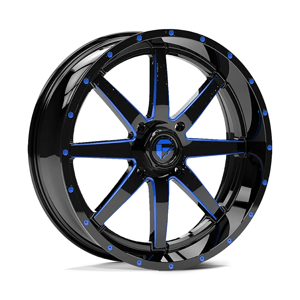 Fuel Offroad D651 MAVERICK UTV GLOSS BLACK MILLED WITH BLUE TINT 20x7 +13 4x137mm 110.1mm - Wheelwiz