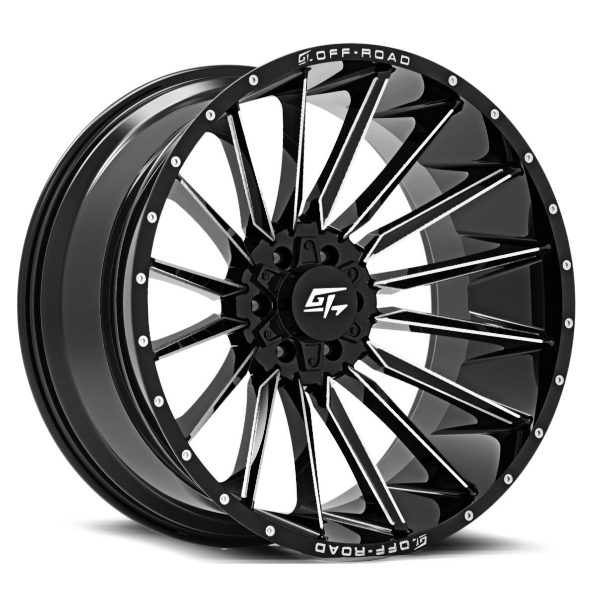 GT Off-Road STARK Gloss Black Milled 20x9 +12 8x165.1|8x170mm 125.2mm - Wheelwiz