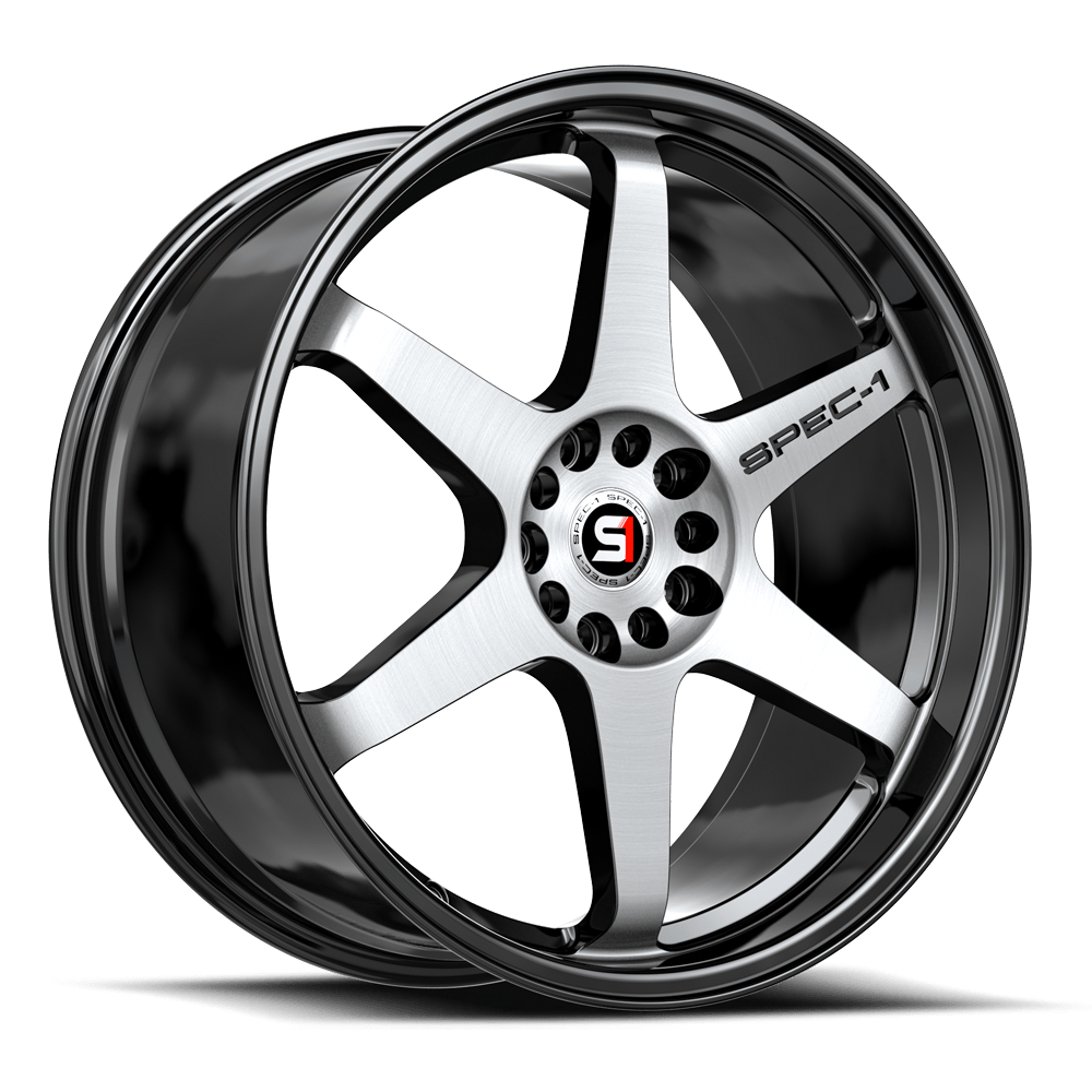 Spec-1 SPT-33 Gloss Black Machined 18x8.5 +38 5x114.3|5x120mm 73.1mm - Wheelwiz