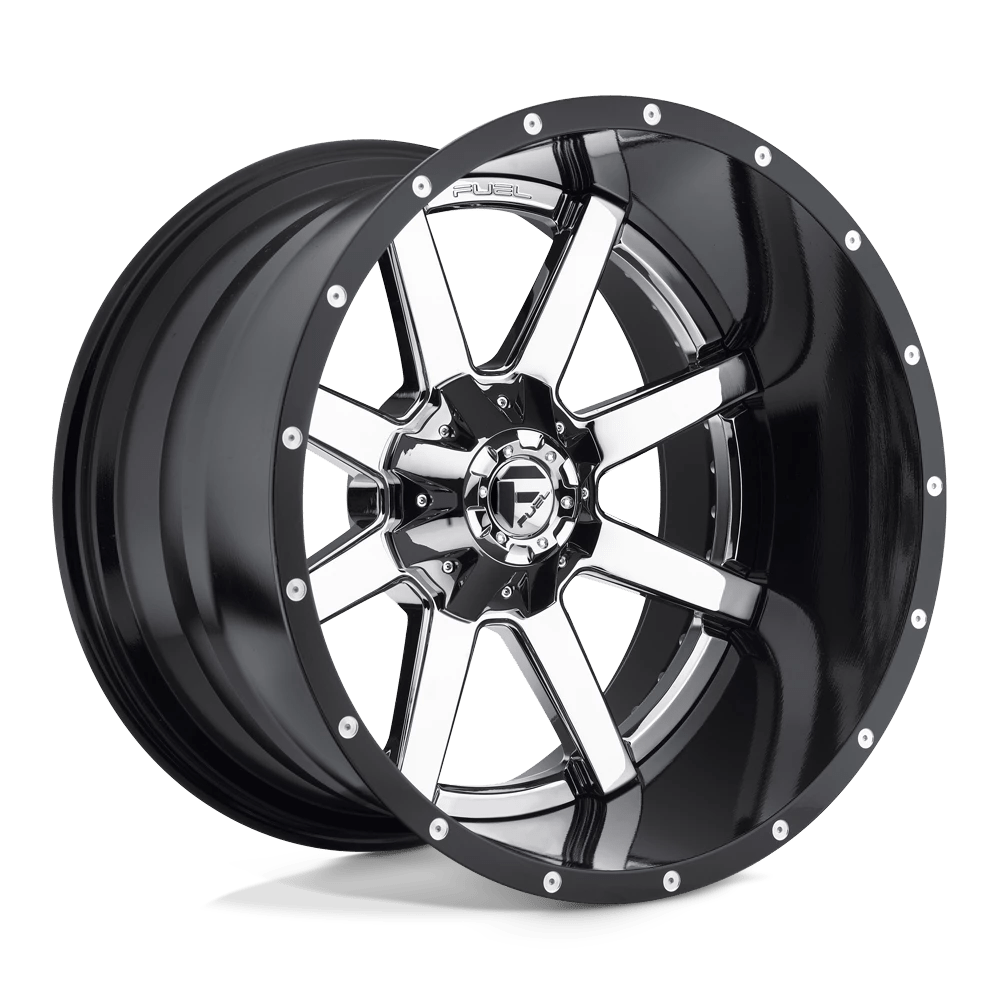 Fuel Offroad D260 MAVERICK CHROME PLATED GLOSS BLACK LIP 22x14 -70 8x170mm 125.1mm - Wheelwiz