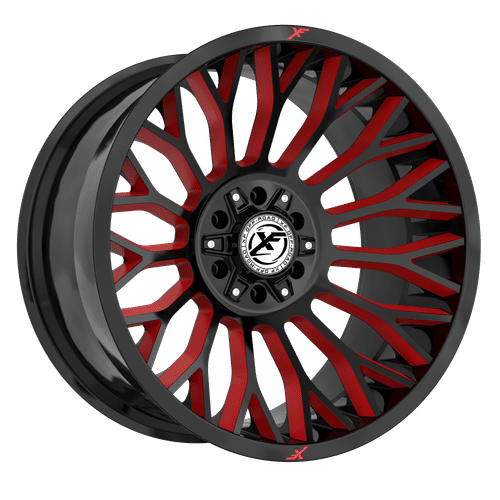 XF Off-Road XF-237 Gloss Black Milled Red 22x12 -44 5x127|5x139.7mm 78.1mm - WheelWiz