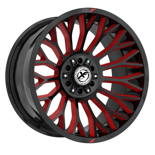 XF Off-Road XF-237 Gloss Black Milled Red 22x12 -44 6x135|6x139.7mm 106.4mm - Wheelwiz