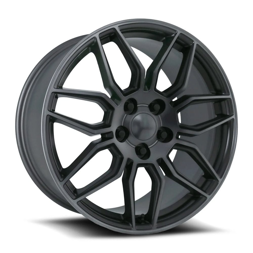 Factory Reproductions FR 401 Satin Titanium Grey Machine Face Wdark Clr 19x10 +79 5x120.65mm 70.3mm
