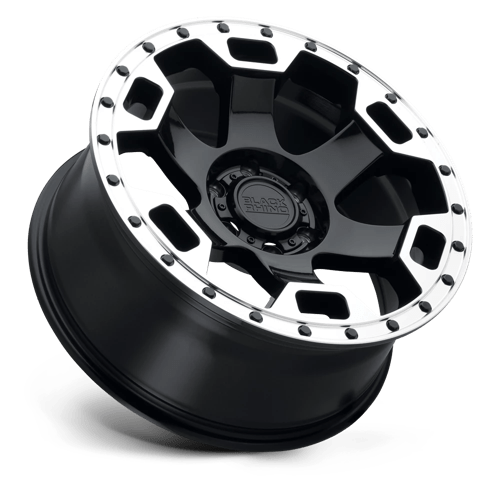Black Rhino GAUNTLET Gloss Black W/ Mirror Machined Ring 17x8.5 0 6x139.7mm 112.1mm - WheelWiz